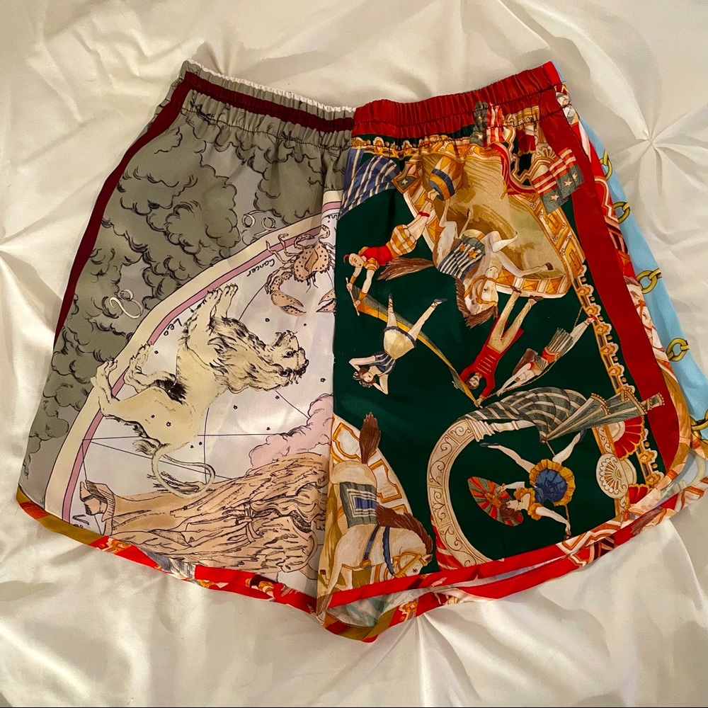 ➕ Zara Patchwork Multi-Colored Satin Shorts